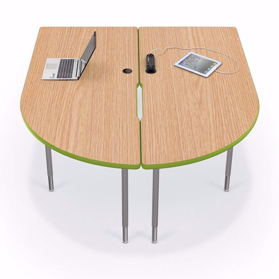 Picture of 6' MediaSpace - Split Piece D-Shape AV Table with Grey Nebula Surface - Black Legs and Black Edgeband  Addt'l colors available