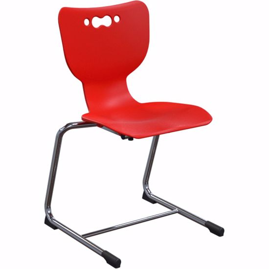Picture of Hierarchy Cantilever School Chair, 5 Pack, 14" Height, Chrome Frame, Red Shell