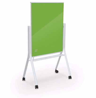 Picture of White Visionary Curve Mobile Glass Whiteboard - 3 x 4 - Lime Green