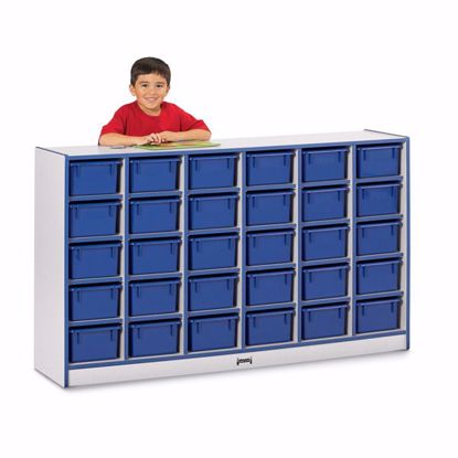 Picture of Rainbow Accents® 30 Cubbie-Tray Mobile Storage - with Trays - Blue