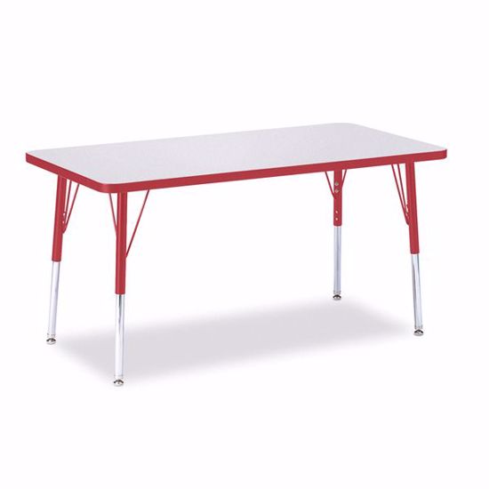 Picture of Berries® Rectangle Activity Table - 24" X 48", A-height - Gray/Red/Red