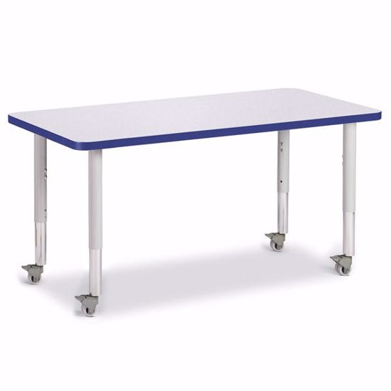 Picture of Berries® Rectangle Activity Table - 24" X 48", Mobile - Gray/Blue/Gray