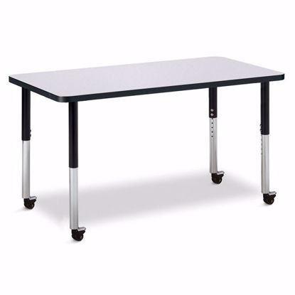 Picture of Berries® Rectangle Activity Table - 24" X 48", Mobile - Gray/Black/Black