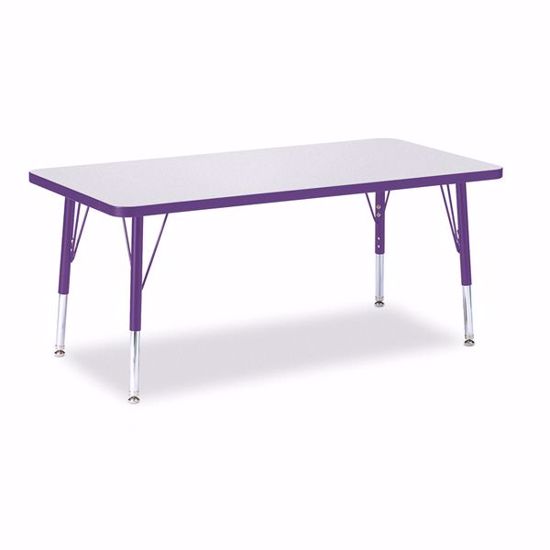 Picture of Berries® Rectangle Activity Table - 24" X 48", T-height - Gray/Purple/Purple