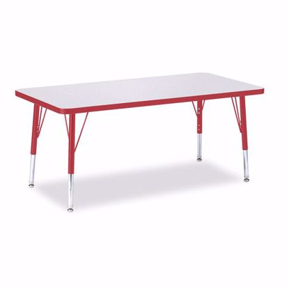 Picture of Berries® Rectangle Activity Table - 24" X 48", T-height - Gray/Red/Red