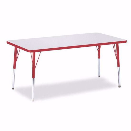Picture of Berries® Rectangle Activity Table - 30" X 60", A-height - Gray/Red/Red
