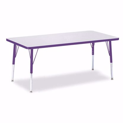 Picture of Berries® Rectangle Activity Table - 30" X 60", E-height - Gray/Purple/Purple