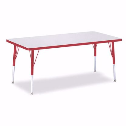 Picture of Berries® Rectangle Activity Table - 30" X 60", E-height - Gray/Red/Red