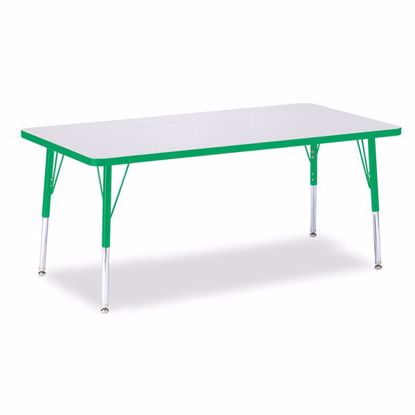 Picture of Berries® Rectangle Activity Table - 30" X 60", E-height - Gray/Green/Green