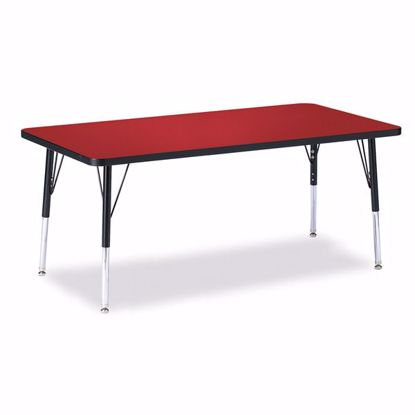 Picture of Berries® Rectangle Activity Table - 30" X 60", E-height - Red/Black/Black