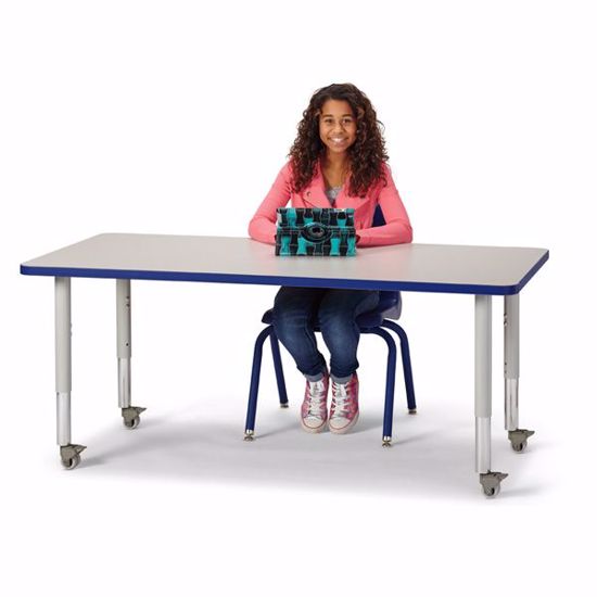 Picture of Berries® Rectangle Activity Table - 30" X 60", Mobile - Gray/Blue/Gray