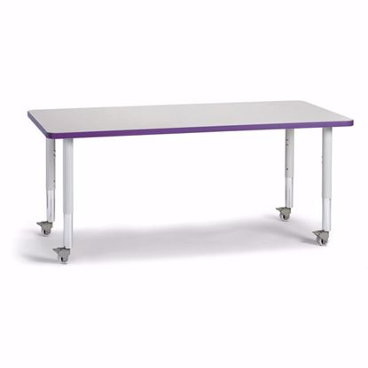Picture of Berries® Rectangle Activity Table - 30" X 60", Mobile - Gray/Purple/Gray