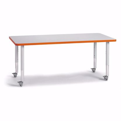 Picture of Berries® Rectangle Activity Table - 30" X 60", Mobile - Gray/Orange/Gray