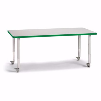 Picture of Berries® Rectangle Activity Table - 30" X 60", Mobile - Gray/Green/Gray