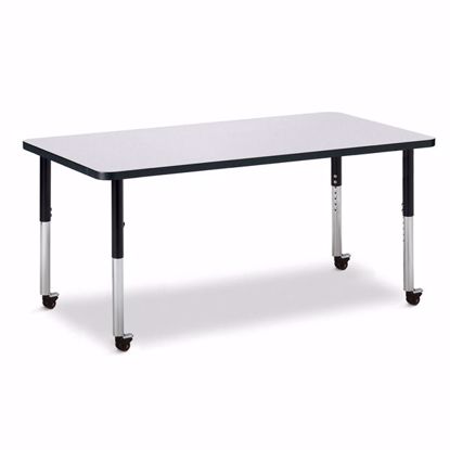 Picture of Berries® Rectangle Activity Table - 30" X 60", Mobile - Gray/Black/Black