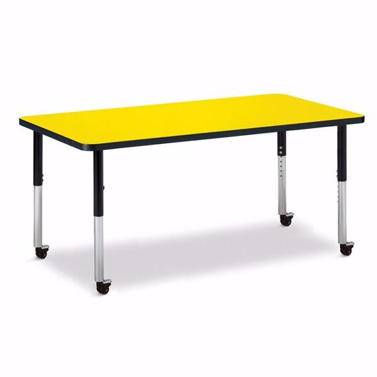 Picture of Berries® Rectangle Activity Table - 30" X 60", Mobile - Yellow/Black/Black