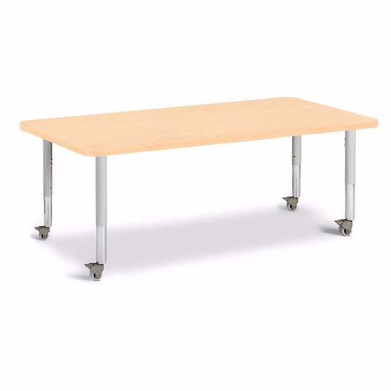 Picture of Berries® Rectangle Activity Table - 30" X 60", Mobile - Maple/Maple/Gray