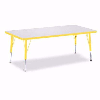 Picture of Berries® Rectangle Activity Table - 30" X 60", T-height - Gray/Yellow/Yellow