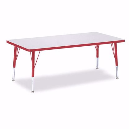 Picture of Berries® Rectangle Activity Table - 30" X 60", T-height - Gray/Red/Red