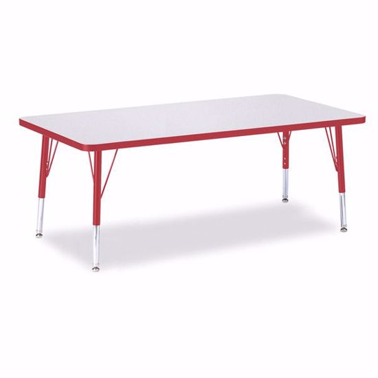 Picture of Berries® Rectangle Activity Table - 30" X 60", T-height - Gray/Red/Red