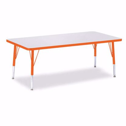 Picture of Berries® Rectangle Activity Table - 30" X 60", T-height - Gray/Orange/Orange