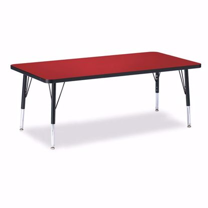 Picture of Berries® Rectangle Activity Table - 30" X 60", T-height - Red/Black/Black