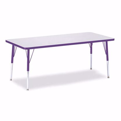 Picture of Berries® Rectangle Activity Table - 30" X 72", E-height - Gray/Purple/Purple