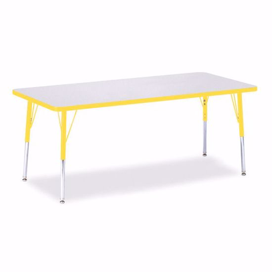 Picture of Berries® Rectangle Activity Table - 30" X 72", E-height - Gray/Yellow/Yellow