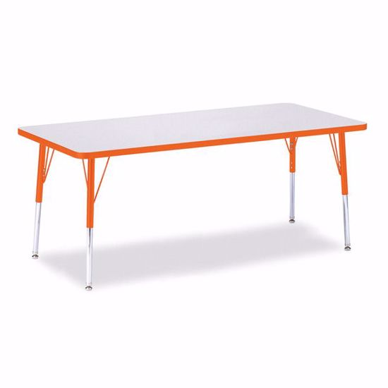 Picture of Berries® Rectangle Activity Table - 30" X 72", E-height - Gray/Orange/Orange