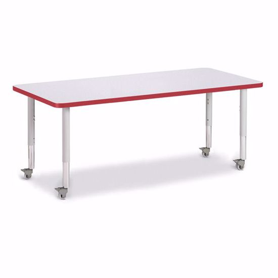 Picture of Berries® Rectangle Activity Table - 30" X 72", Mobile - Gray/Red/Gray