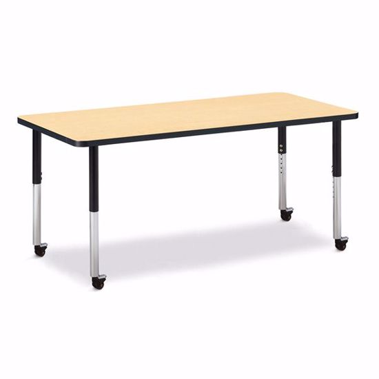 Picture of Berries® Rectangle Activity Table - 30" X 72", Mobile - Maple/Black/Black