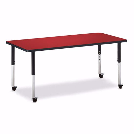 Picture of Berries® Rectangle Activity Table - 30" X 72", Mobile - Red/Black/Black