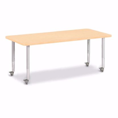 Picture of Berries® Rectangle Activity Table - 30" X 72", Mobile - Maple/Maple/Gray