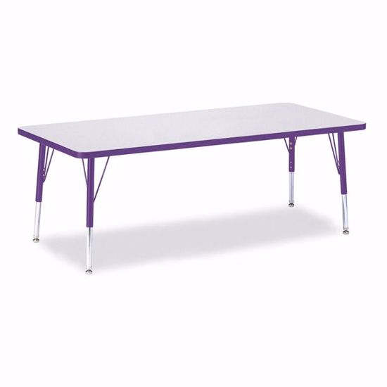 Picture of Berries® Rectangle Activity Table - 30" X 72", T-height - Gray/Purple/Purple