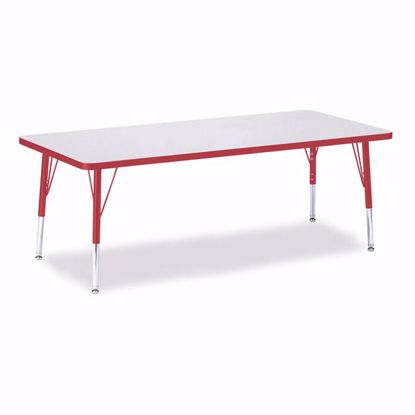 Picture of Berries® Rectangle Activity Table - 30" X 72", T-height - Gray/Red/Red