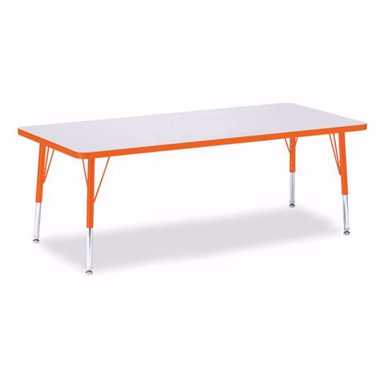 Picture of Berries® Rectangle Activity Table - 30" X 72", T-height - Gray/Orange/Orange