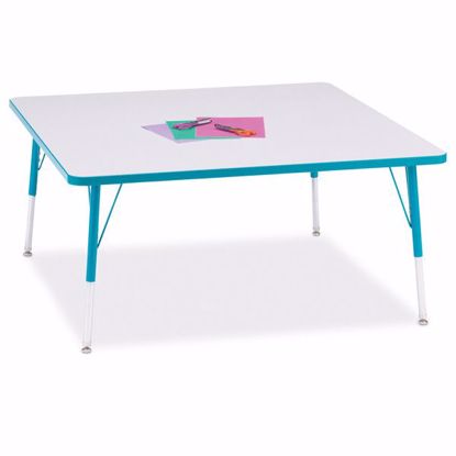 Picture of Berries® Square Activity Table - 48" X 48", A-height - Gray/Teal/Teal