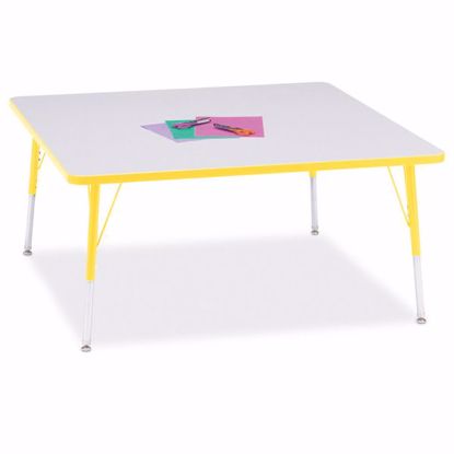 Picture of Berries® Square Activity Table - 48" X 48", A-height - Gray/Yellow/Yellow