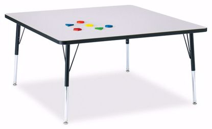 Picture of Berries® Square Activity Table - 48" X 48", A-height - Gray/Black/Black