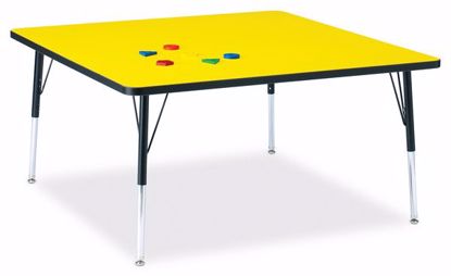 Picture of Berries® Square Activity Table - 48" X 48", A-height - Yellow/Black/Black