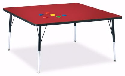 Picture of Berries® Square Activity Table - 48" X 48", A-height - Red/Black/Black