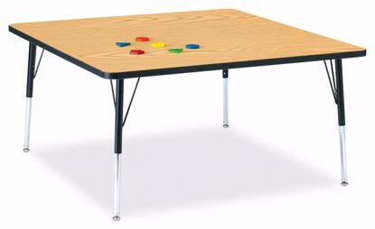 Picture of Berries® Square Activity Table - 48" X 48", A-height - Oak/Black/Black