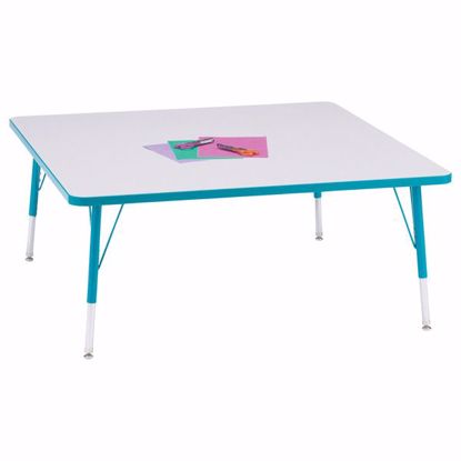 Picture of Berries® Square Activity Table - 48" X 48", E-height - Gray/Teal/Teal