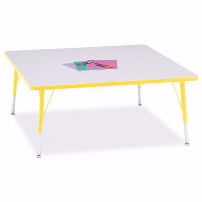 Picture of Berries® Square Activity Table - 48" X 48", E-height - Gray/Yellow/Yellow