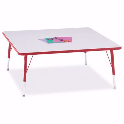 Picture of Berries® Square Activity Table - 48" X 48", E-height - Gray/Red/Red