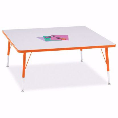 Picture of Berries® Square Activity Table - 48" X 48", E-height - Gray/Orange/Orange