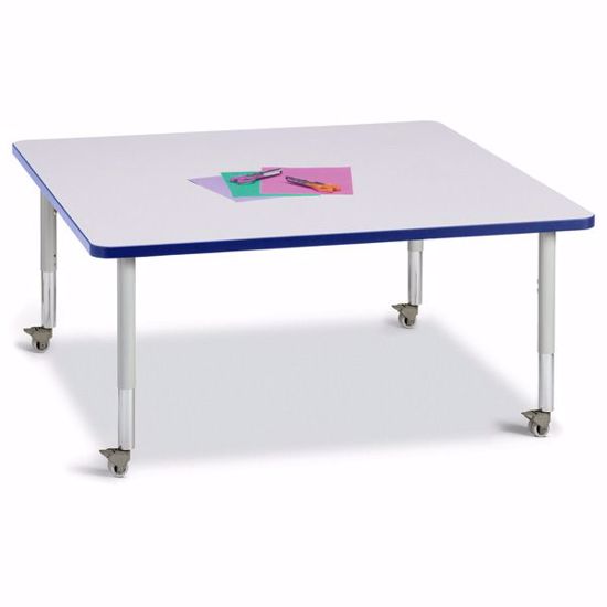 Picture of Berries® Square Activity Table - 48" X 48", Mobile - Gray/Blue/Gray