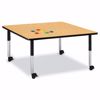 Picture of Berries® Square Activity Table - 48" X 48", Mobile - Gray/Red/Gray