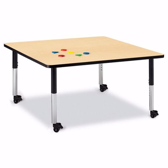 Picture of Berries® Square Activity Table - 48" X 48", Mobile - Maple/Black/Black