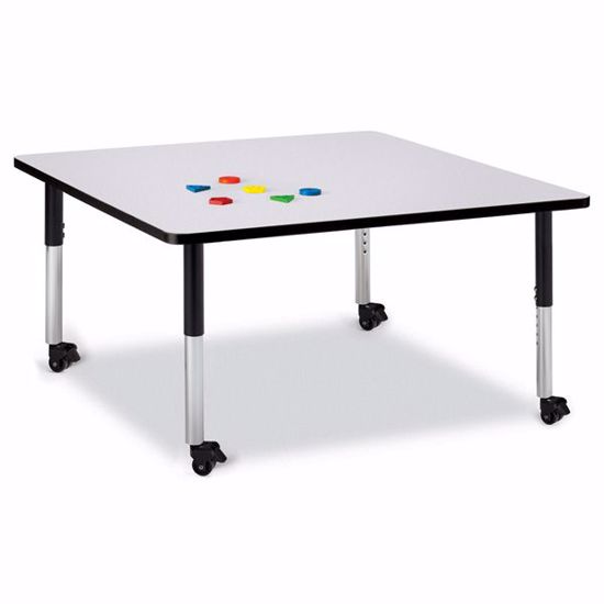 Picture of Berries® Square Activity Table - 48" X 48", Mobile - Gray/Black/Black